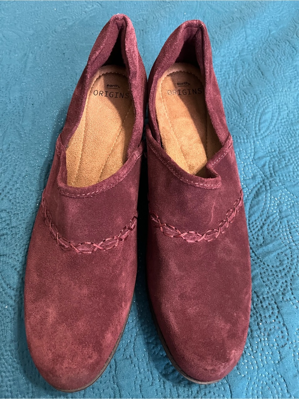 Earth Origins Burgundy Suede Slip-On Flats - Picture 2 of 6